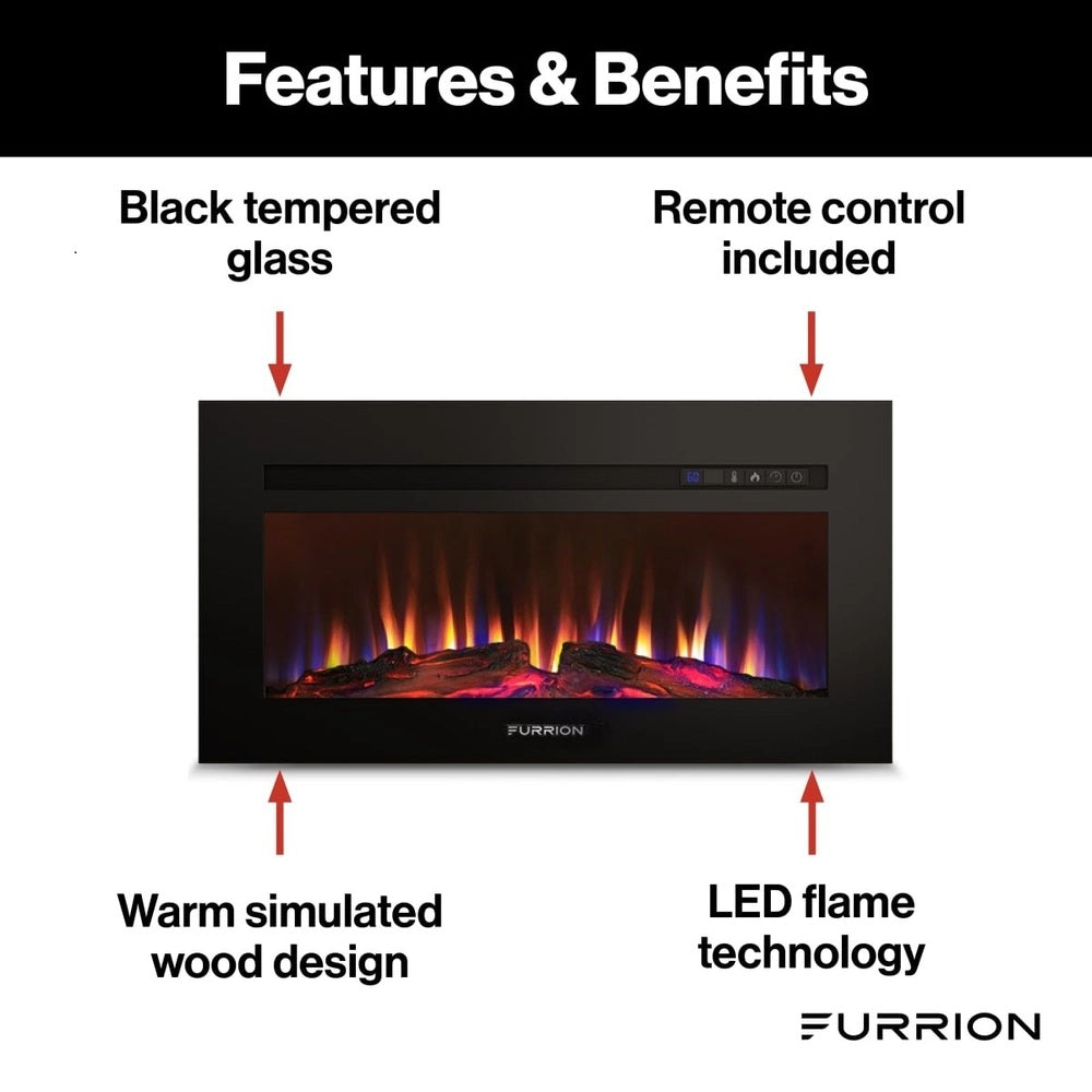 Furrion Built-In Electric RV Fireplace - Wood Platform, 30" #FF30SW15A-BL