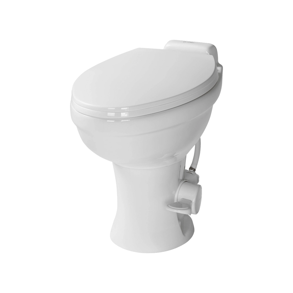 Lippert Flow Max RV Toilet Elongated Porcelain w/Foot Flush White - 2022113192
