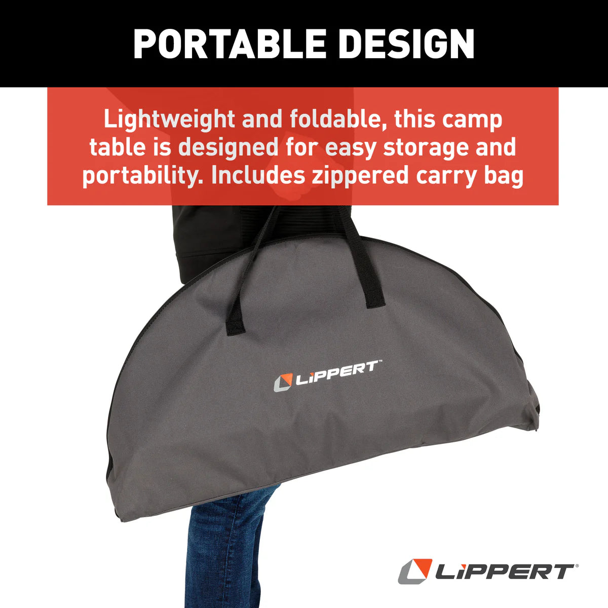 Lippert Two-Tier Folding Camping Table - Dark Grey 2023053720