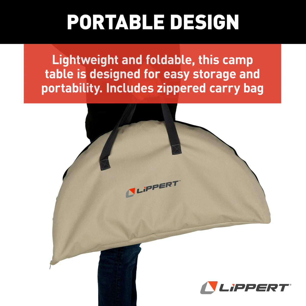 Lippert Two-Tier Folding Camping Table - Sand 2023053721