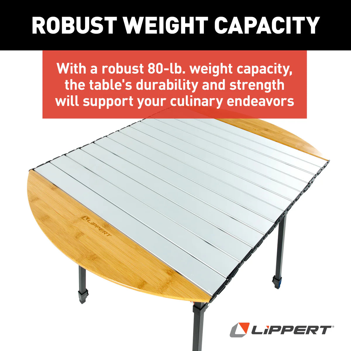 Lippert Roll Top Camping Table - Bamboo & Hammer Grey 2023053727