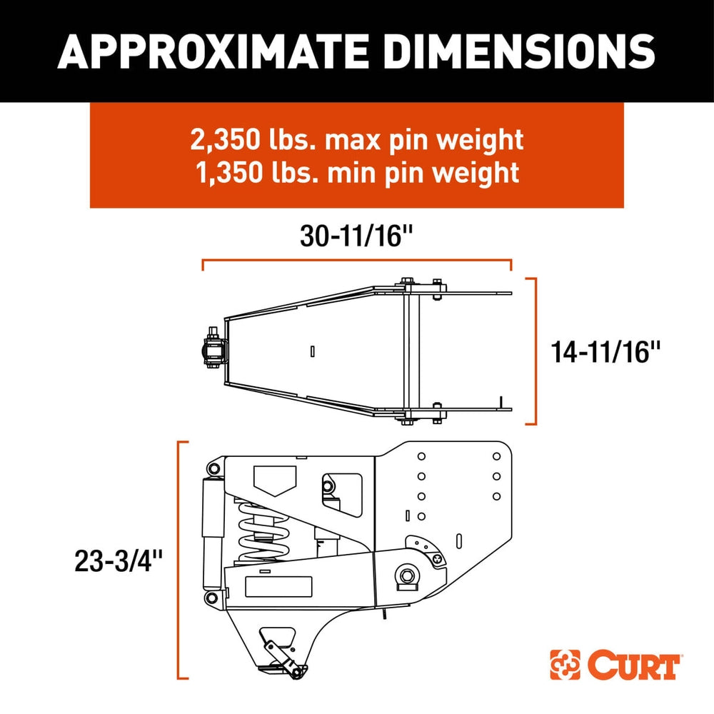 CURT Helux Coil-Spring Gooseneck Pin Box, 2,350 lbs. Pin Weight, 20,000 lbs. Capacity #2024044575
