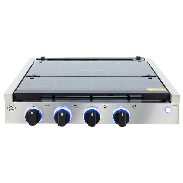 RV Three Burner Gas Cooktop with Cover by CL (Direct Replacement for Greystone) Black or SS