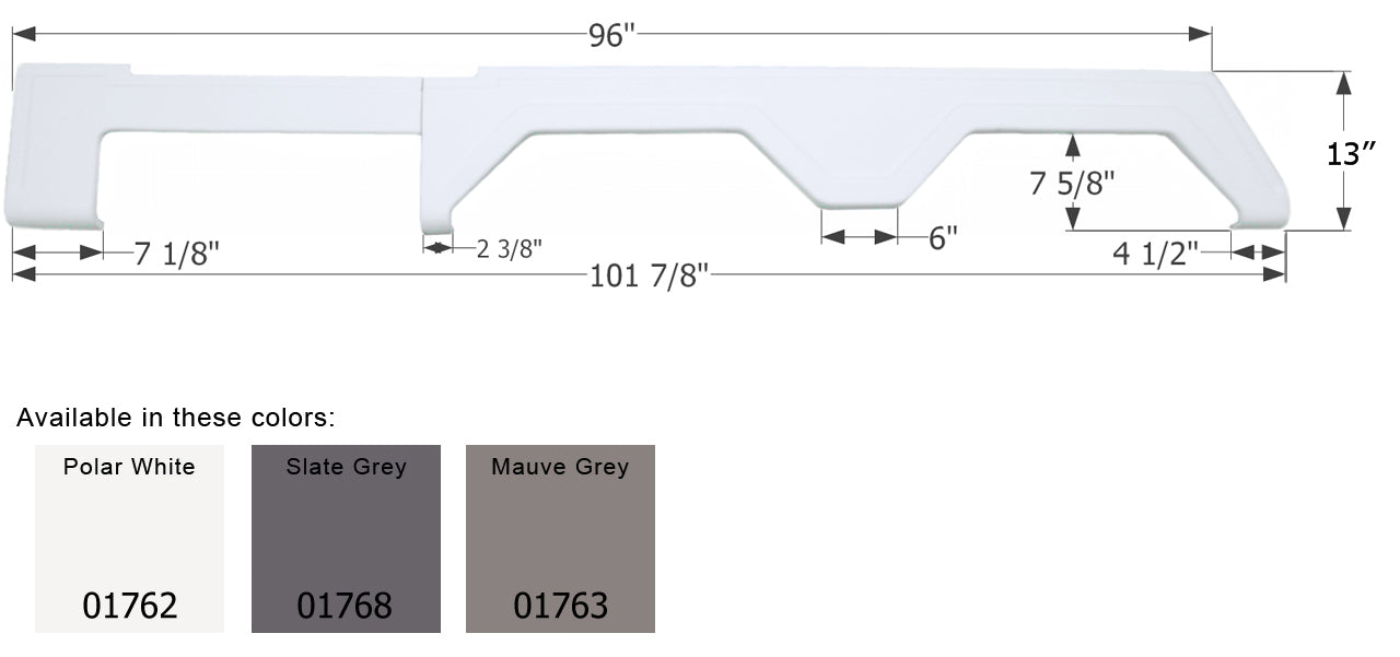 Glendale 5th Wheel Fender Skirt with Step Trim FS1762 - ICON  (3 colors)