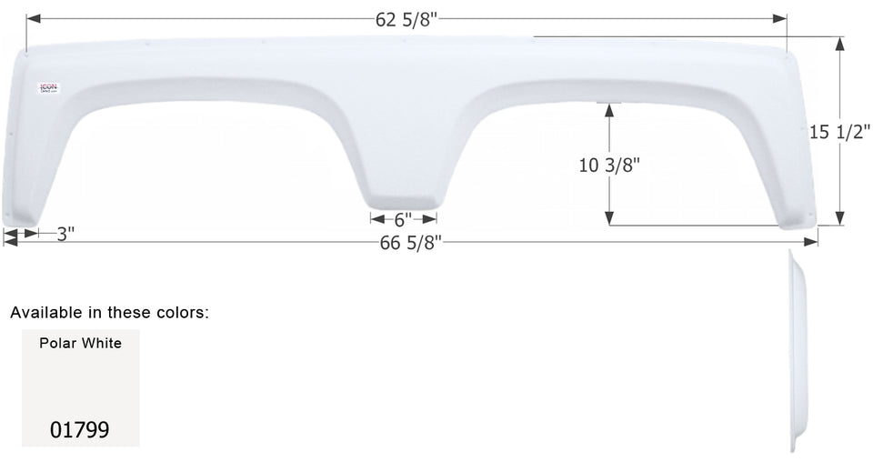 Cruiser 5th Wheel Travel Trailer Fender Skirt FS1799 - Polar White  ICON 01799