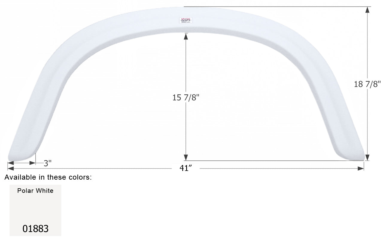 Four Winds Single Axle Fender Skirt FS1883 - Polar White  ICON 01883