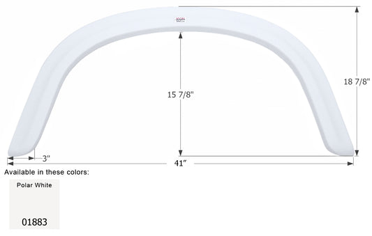 Four Winds Single Axle Fender Skirt FS1883 - Polar White  ICON 01883