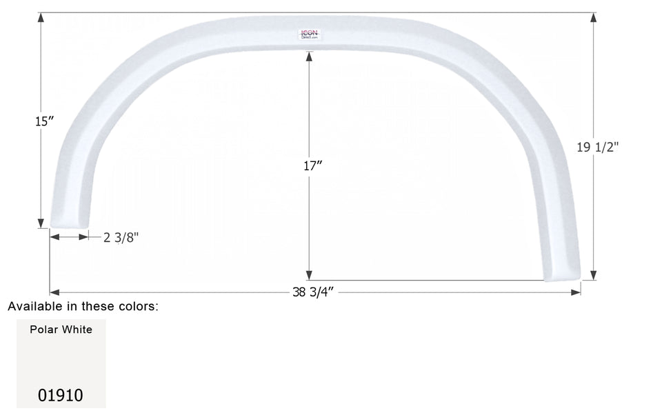 Damon Challenger Single Axle Fender Skirt FS1899 - Polar White  ICON  (Left or Right)