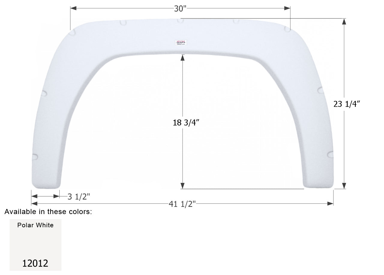 Fleetwood Storm Single Axle Fender Skirt FS2012 - Polar White  ICON 12012