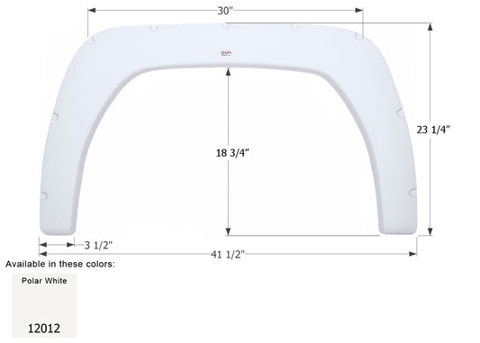 Fleetwood Storm Single Axle Fender Skirt FS2012 - Polar White  ICON 12012