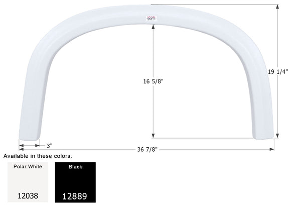 Four Winds Single Axle Fender Skirt FS2038 - Black - ICON 12889