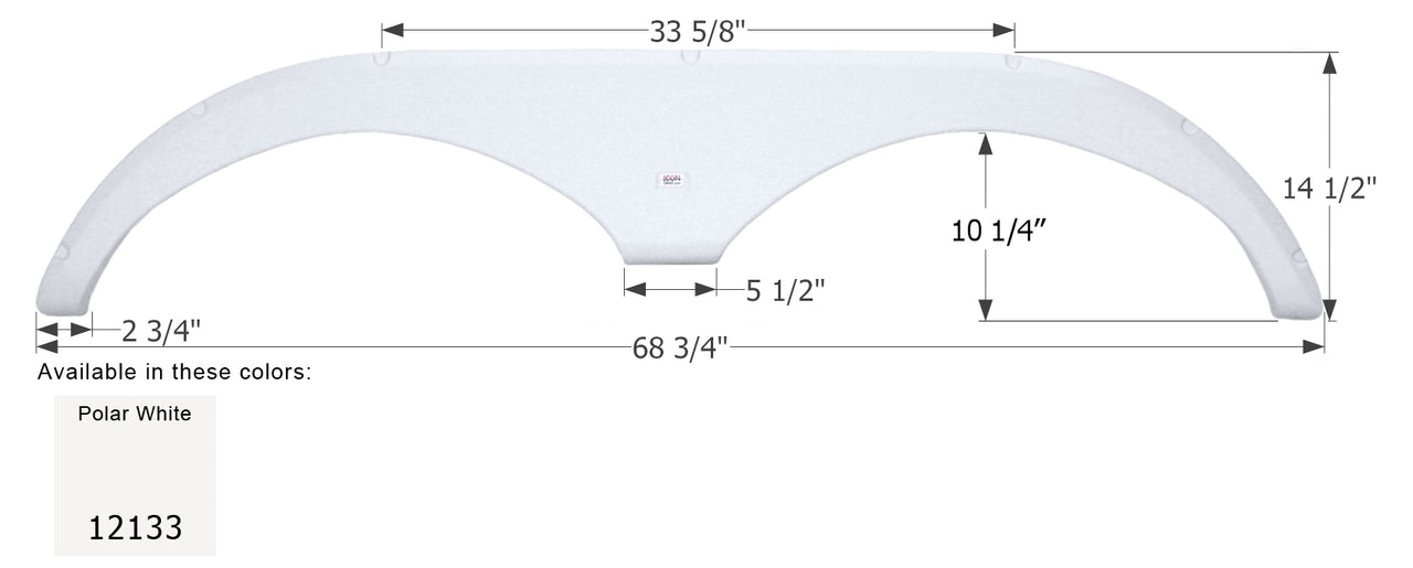 Kaddy Kruiser 5th Wheel Travel Trailer Fender Skirt FS2133 - Polar White  ICON 12133