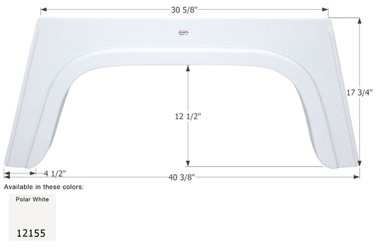 Glendale Single Axle Fender Skirt FS2155 - Polar White  ICON 12155