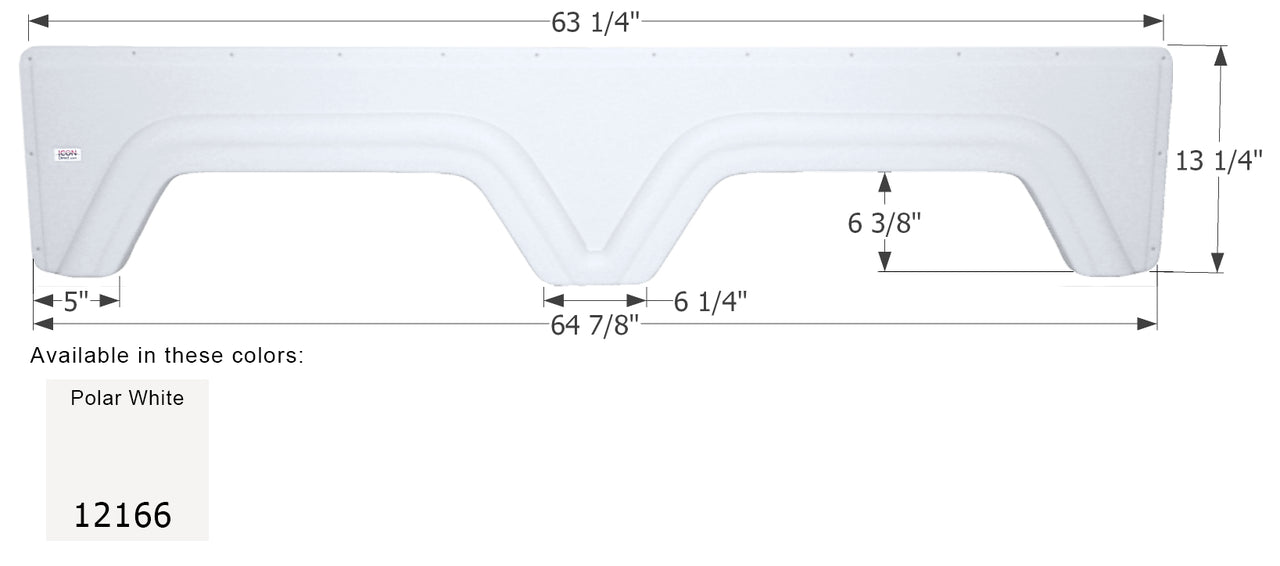 Glendale Tandem Fender Skirt FS2166 - Polar White  ICON 12166