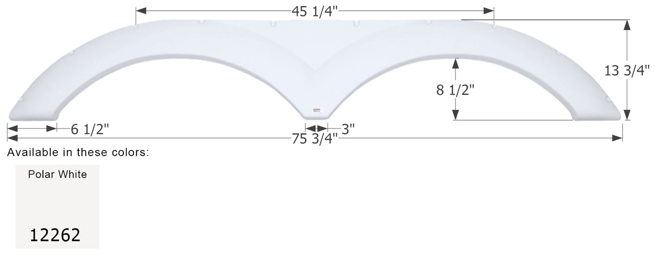 Dutchmen Tandem Fender Skirt FS2262 - Polar White  ICON 12262