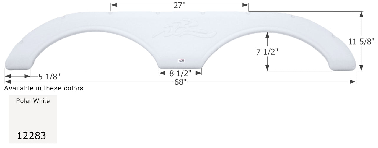 Heartland Tandem Fender Skirt FS2283 - Polar White  ICON 12283