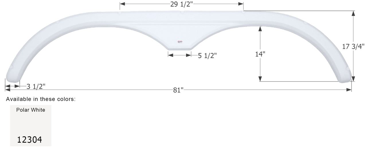 Fleetwood Tandem Fender Skirt FS2304 - Polar White  ICON 12304