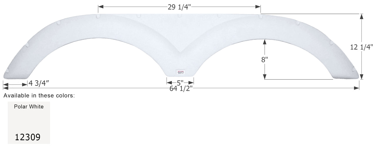 Cruiser Tandem Fender Skirt FS2309 - Polar White  ICON 12309