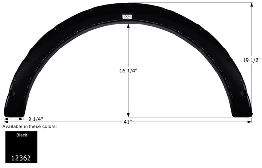 Fleetwood Single Fender Skirt FS2362 - Black  ICON 12362