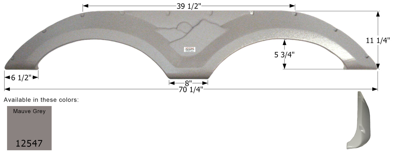 Keystone Tandem Fender Skirt FS2547 - Mauve Grey   ICON 12547