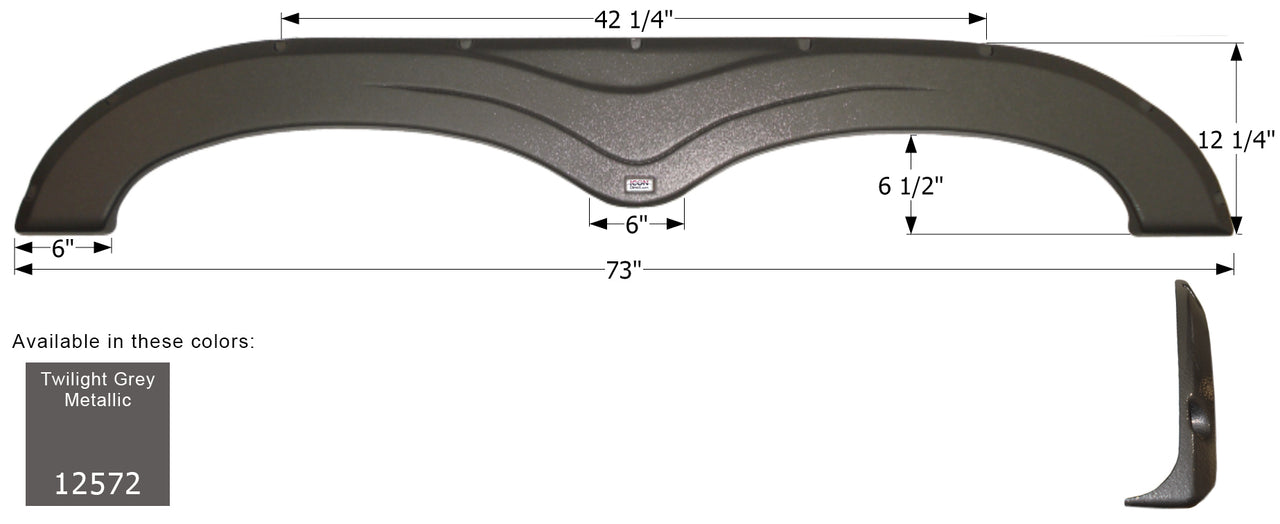 Keystone Tandem Fender Skirt FS2572 - Twilight Grey Metallic   ICON 12572