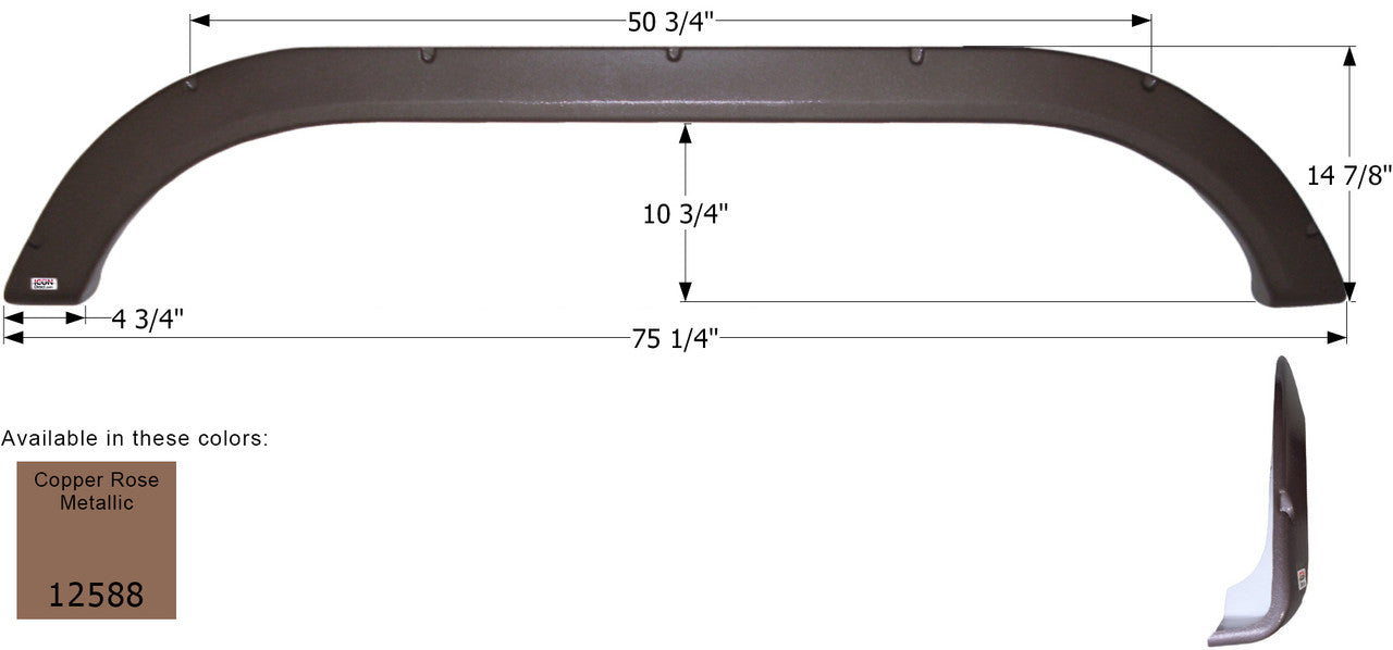 Evergreen Tandem Fender Skirt FS2588 - Copper Rose Metallic   ICON 12588