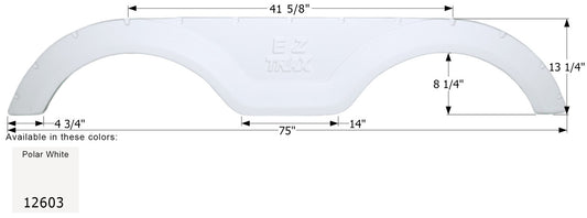 Keystone Tandem Fender Skirt FS2603 - Polar White   ICON 12603