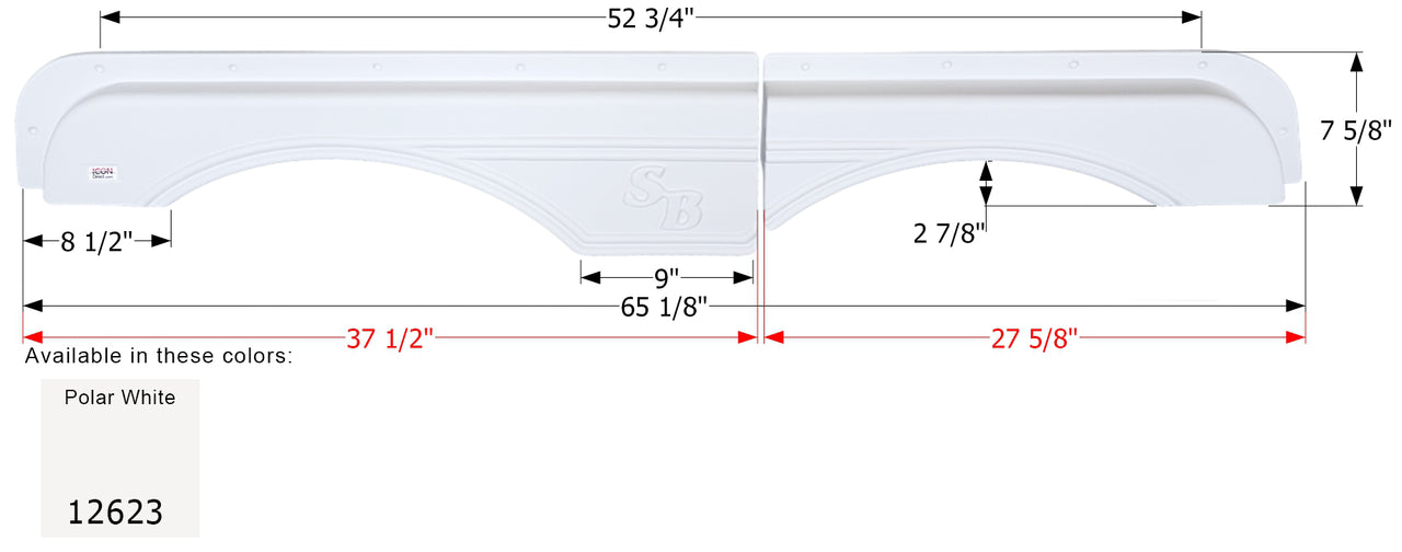 Sunnybrook Tandem Fender Skirt FS2623 - Polar White - ICON 12623