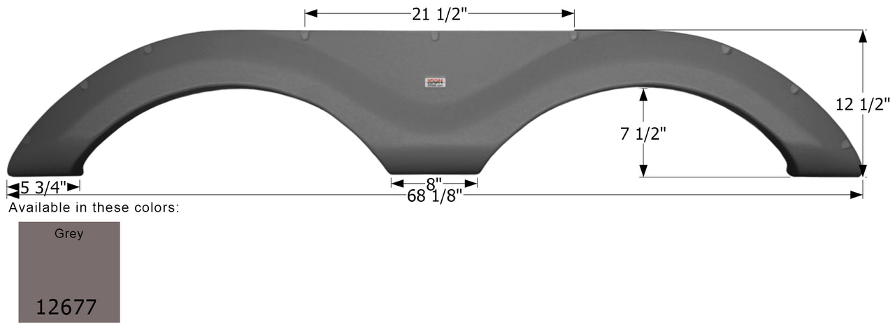 Cruiser Tandem Fender Skirt FS2677 - Grey  ICON 12677