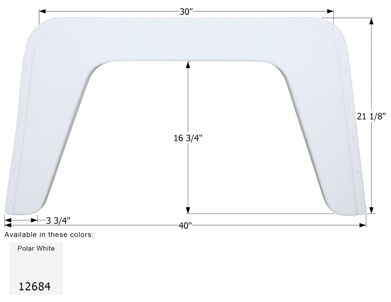 Damon Single Fender Skirt FS2684 - Polar White  ICON 12684