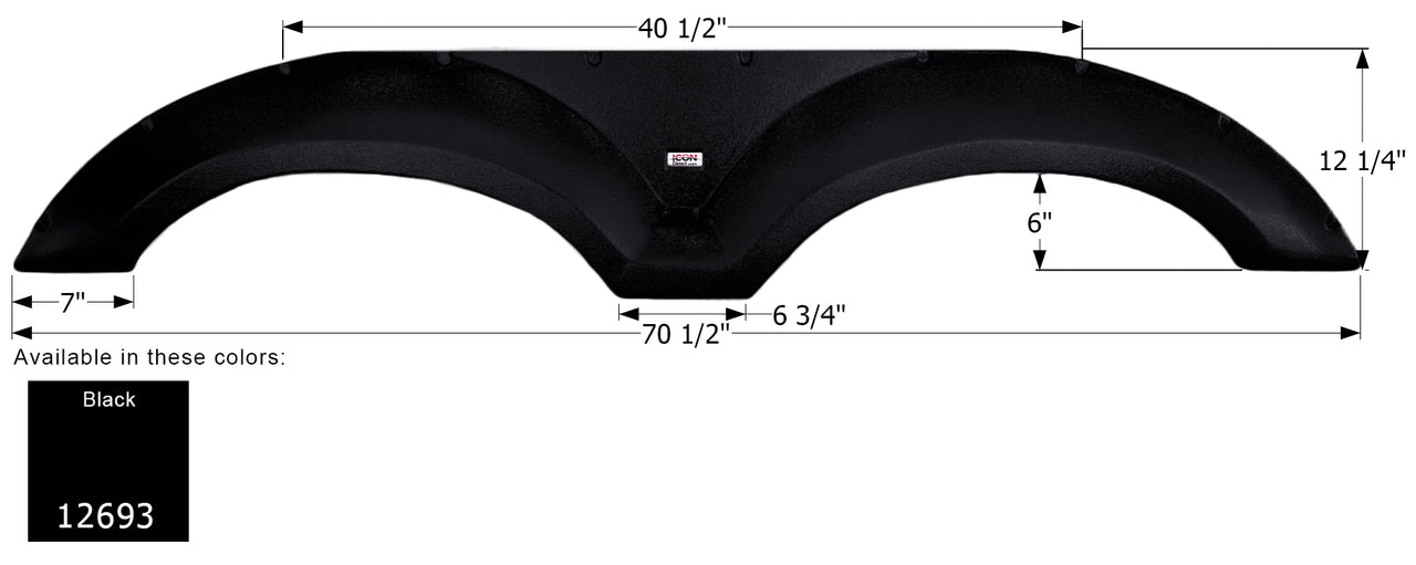 Evergreen Tandem Fender Skirt FS2693 - Black  ICON 12693