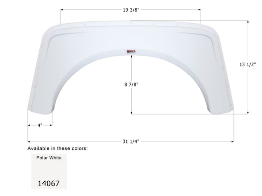 Aliner Single Axle Fender Skirt FS4067 - Polar White - ICON 14067