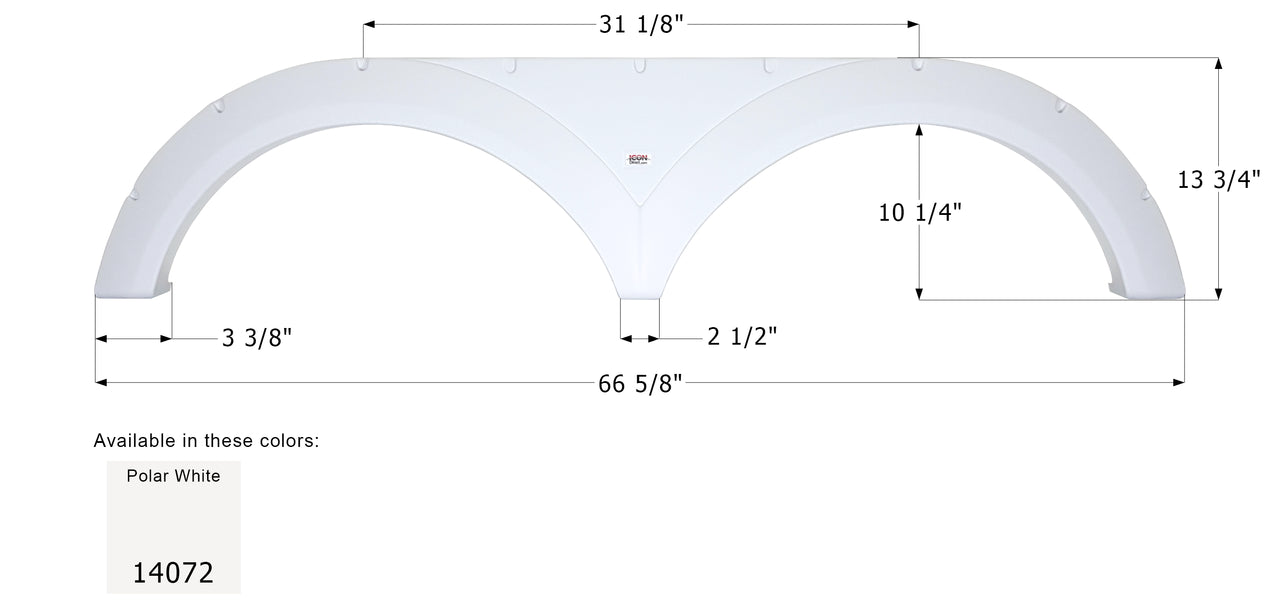 Heartland Tandem Fender Skirt FS4072 - Polar White  ICON 14072