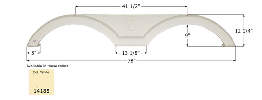 Evergreen Tandem Fender Skirt FS4188 - Col. White   ICON 14188