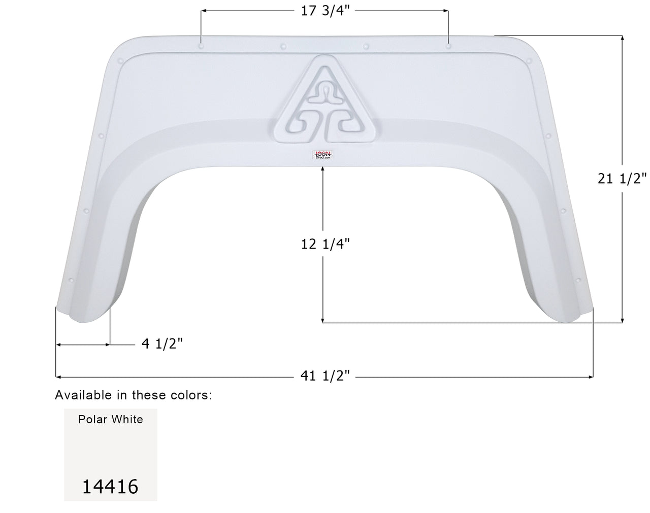 Glendale Single Axle Fender Skirt FS4416 - Polar White  ICON 14416