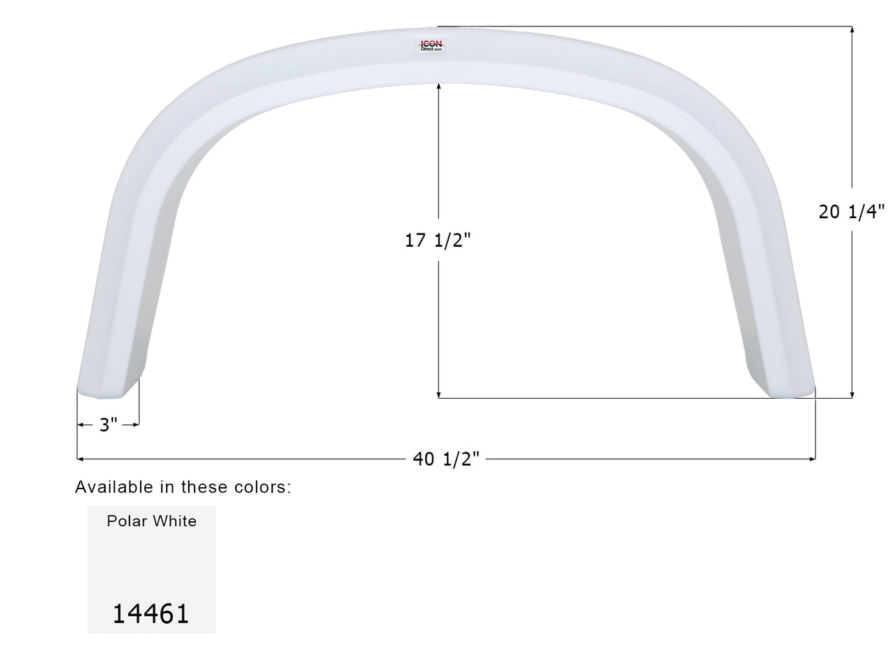 Four Winds Single Axle Fender Skirt FS4461 - Polar White  ICON 14461