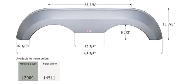 Award Tandem Fender Skirt FS2909 - Polar White or Metallic Silver - ICON