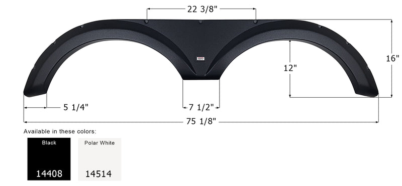 Forest River Tandem Fender Skirt FS4408 - Polar White - ICON 14514