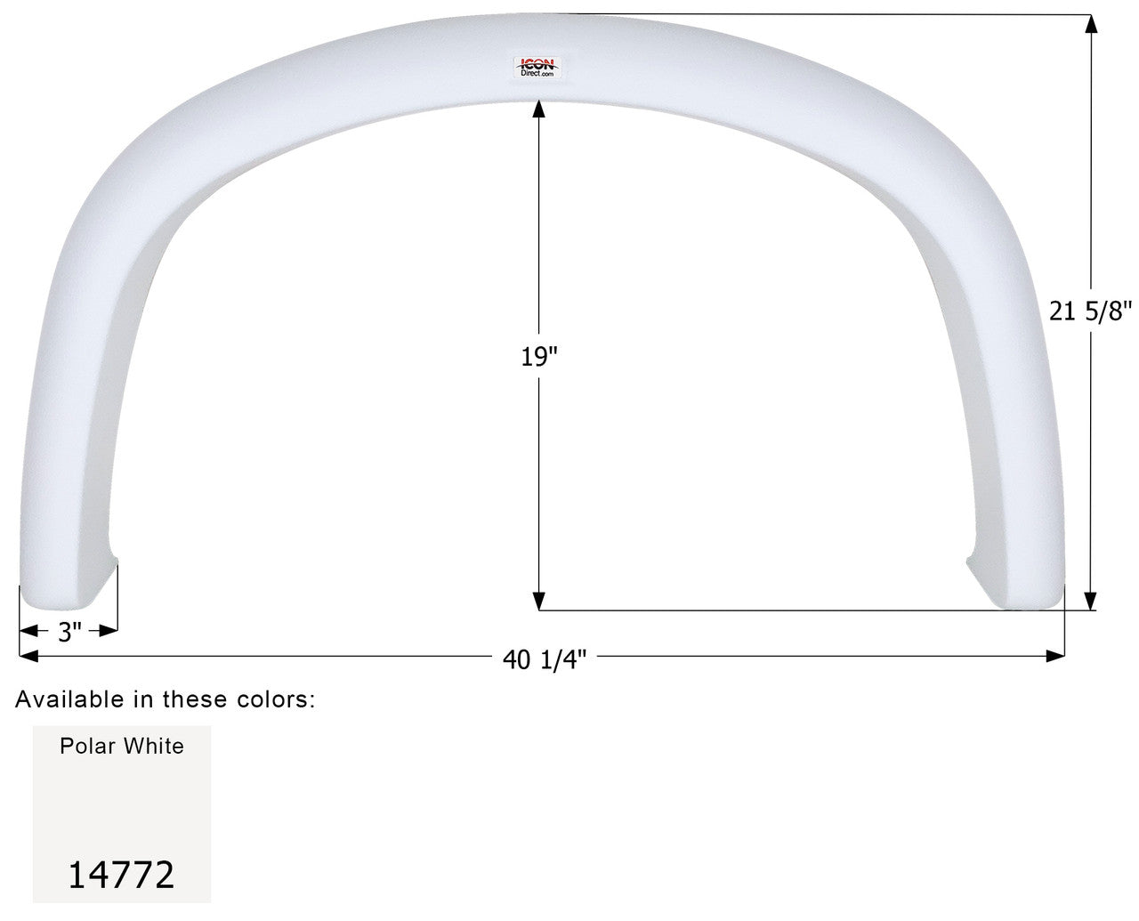 Four Winds Single Axle Fender Skirt FS4772 - Polar White  ICON 14772