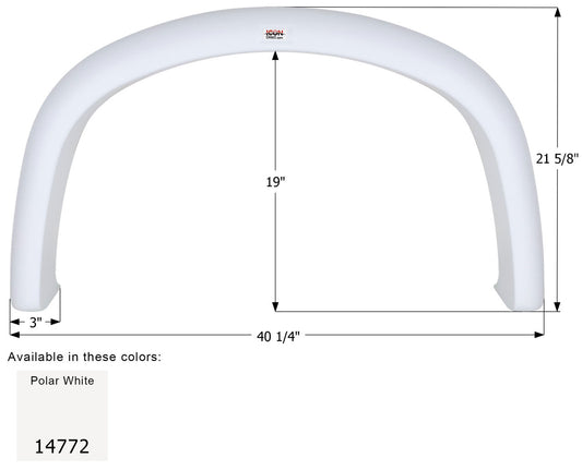 Four Winds Single Axle Fender Skirt FS4772 - Polar White  ICON 14772