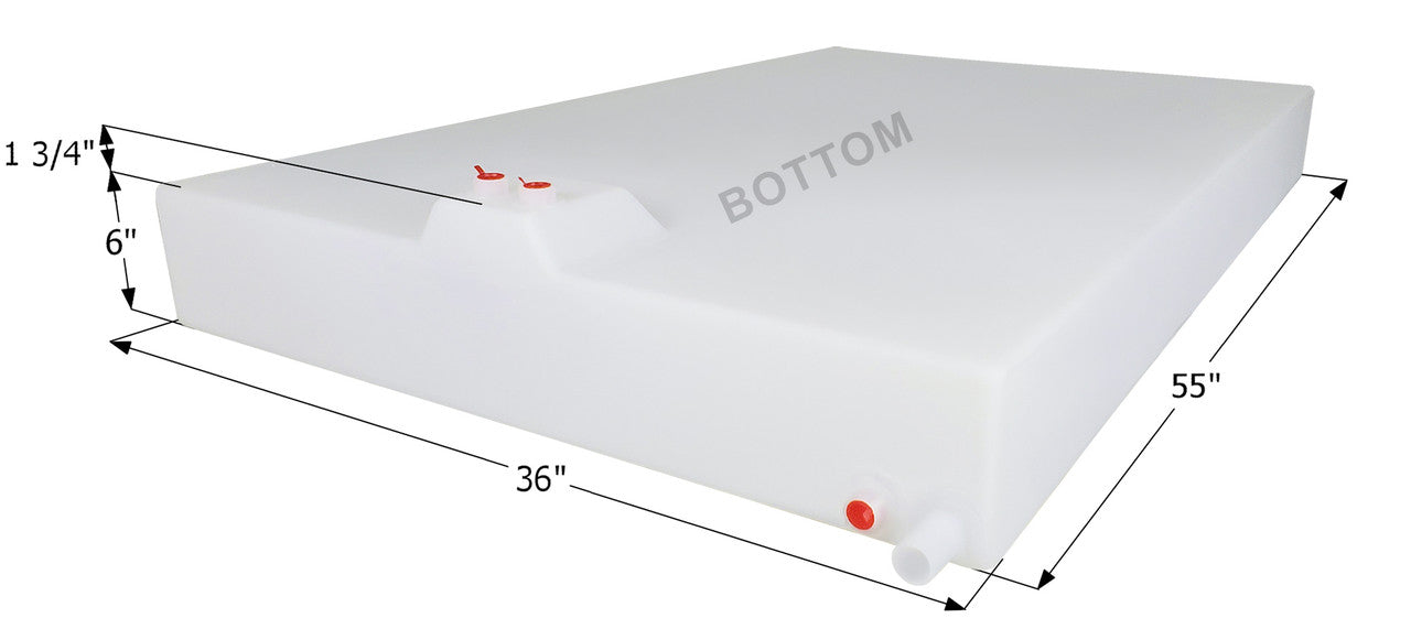 Fresh Water Tank WT1500 - 49 Gal. - 55" x 36" x 6" (with built in sump & fittings) - ICON #14892