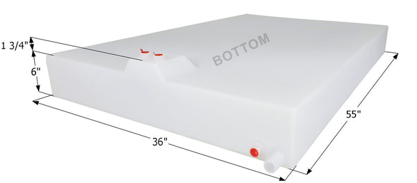 Fresh Water Tank WT1500 - 49 Gal. - 55" x 36" x 6" (with built in sump & fittings) - ICON #14892