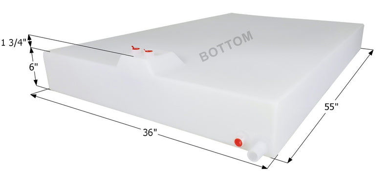 Fresh Water Tank WT1500 - 49 Gal. - 55" x 36" x 6" (with built in sump & fittings) - ICON #14892