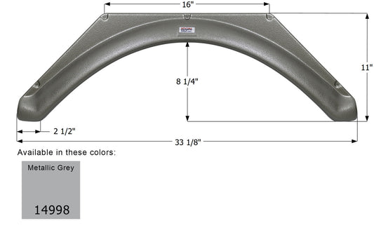 Gulf Stream Single Axle Fender Skirt FS4998 - Metallic Grey  ICON 14998