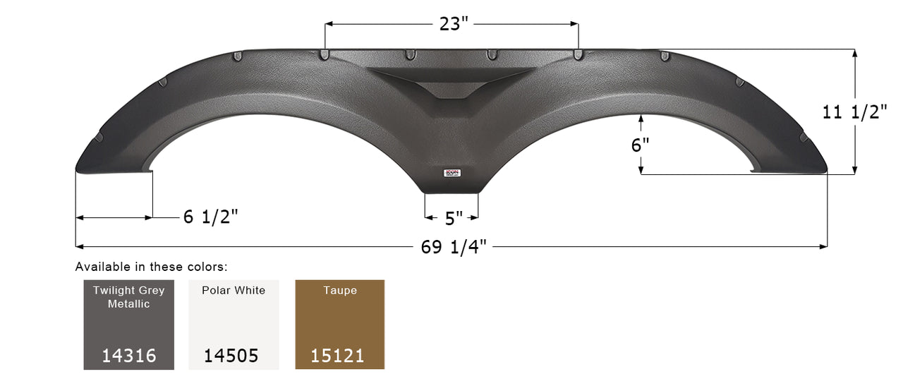 Forest River Tandem Fender Skirt FS4316 - ICON  (3 colors - 14316, 14505, 15121)