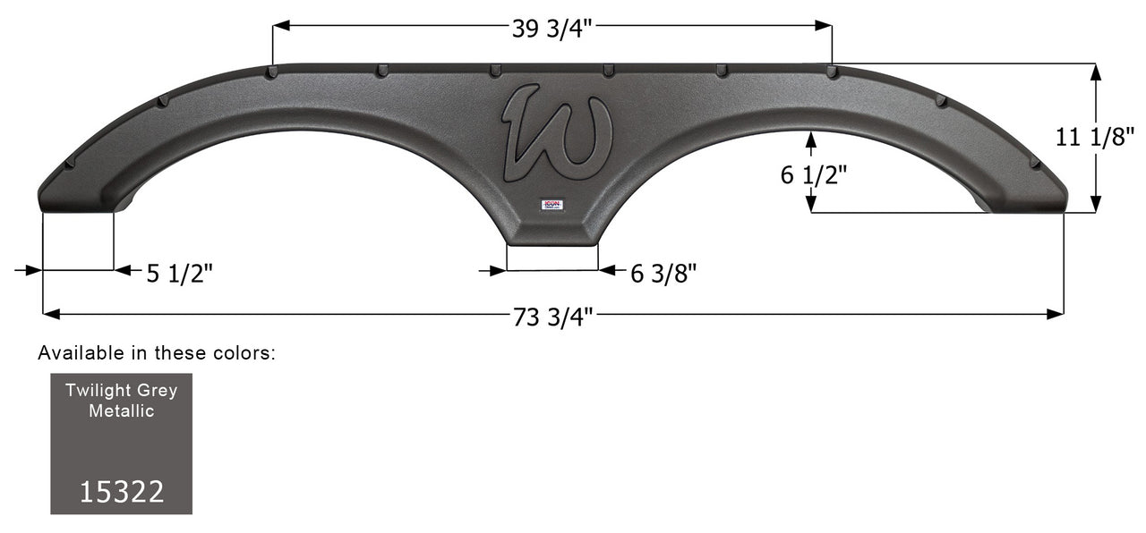 Forest River Tandem Fender Skirt FS5322 - Twilight Grey Metallic  ICON 15322