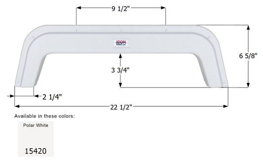 Chalet Single Axle Fender Skirt FS5420 Polar White - ICON 15420