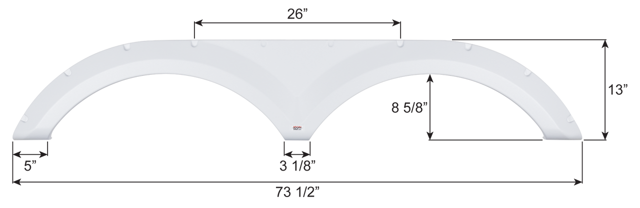 Keystone Tandem Axle Fender Skirt FS6089 - Polar White  ICON 16089