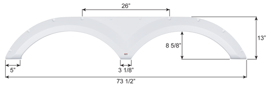 Keystone Tandem Axle Fender Skirt FS6089 - Polar White  ICON 16089