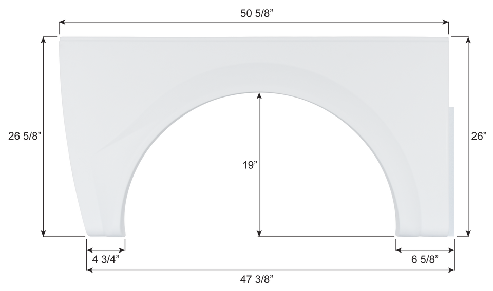 Damon Class A Single Axle Fender Skirt FS6725 - Polar White  ICON 16725